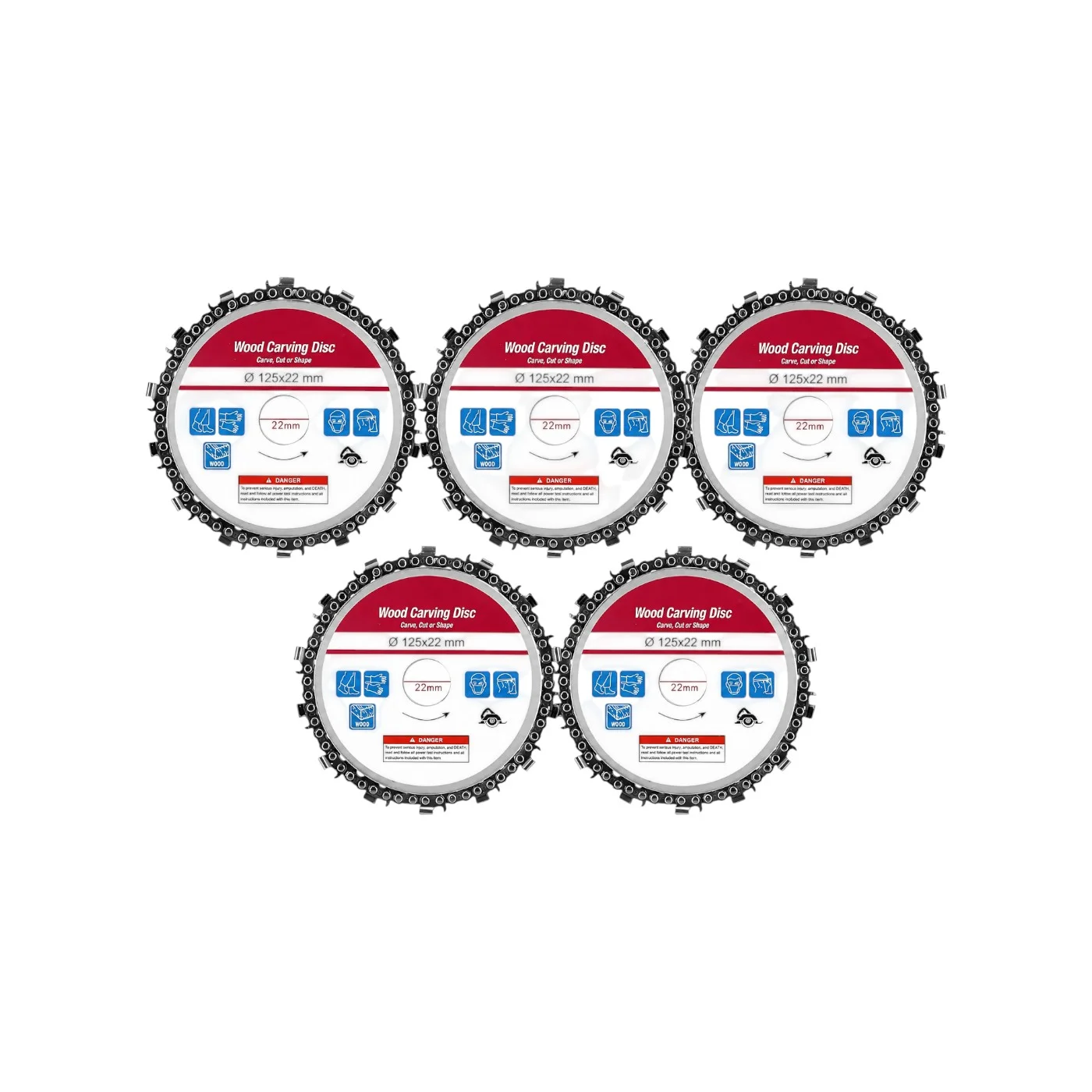 Set 5 bucati disc pentru flex cu lant, 125x22 mm, pentru taiere lemn 74f607fad752e715f69d8cc1f84d4321