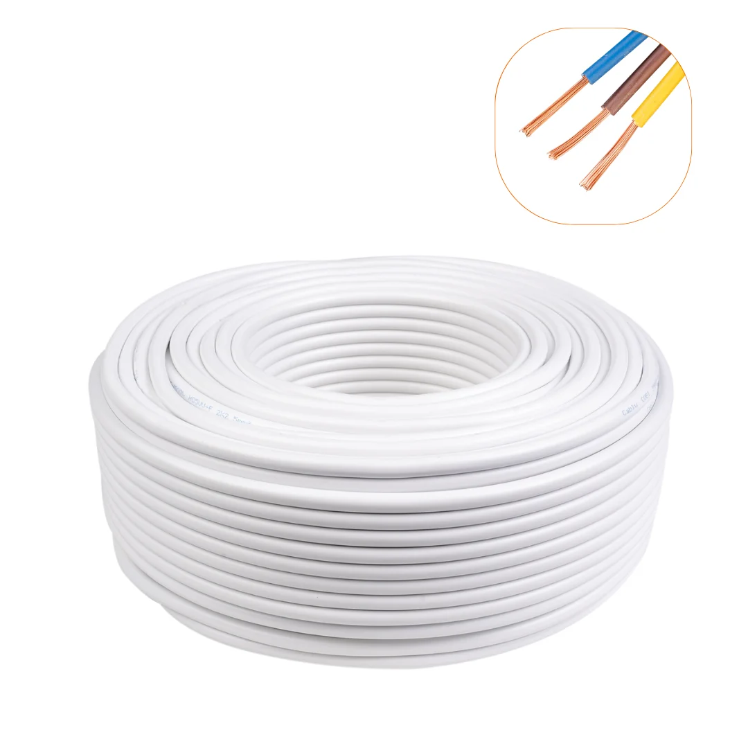Cablu electric 3x1.5 mm², 99 m, alb, conductor flexibil CCA, izolație PVC, manta PVC, MYYM / H05VV-F – COBI SMART® - Stoc limitat Cablu electric 3x1.5 mm², 99 m, alb, conductor flexibil CCA, izolație PVC, manta PVC, MYYM / H05VV-F – COBI SMART® - Stoc limitat