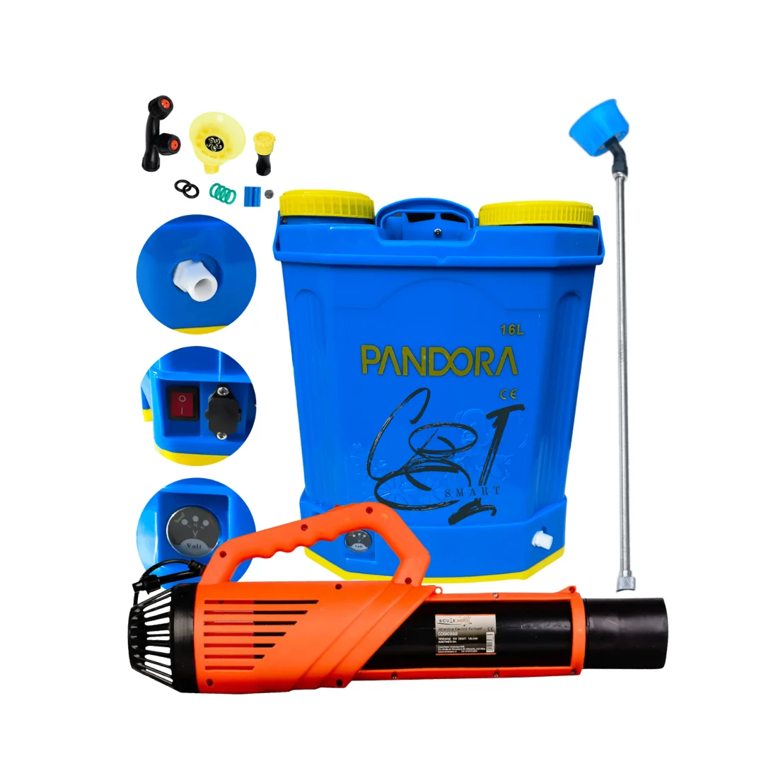 Pachet pompa de stropit electrica Pandora, 16 L, acumulator, regulator presiune, include atomizor electric portabil, 80 W - COBI SMART® 16efcfbc5bac648da68381d9570cfe6b