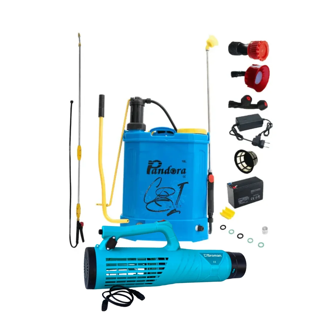 Pachet pompa de stropit electrica si manuala 2 in 1 Pandora 16 L, 5.5 Bar, regulator presiune, include atomizor electric 900 W, tija extensibila din inox, 3 m - COBI SMART® 24425aef817fbd98806dc170699c7b08