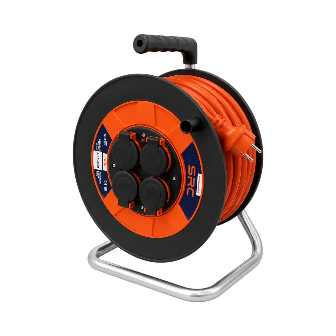 Prelungitor rola cu tambur 3x2.5 mm², 50 m, 4 prize, maner transport ergonomic - COBI SMART® 0e0335644dc650ed2ac0b2929daf1e9e
