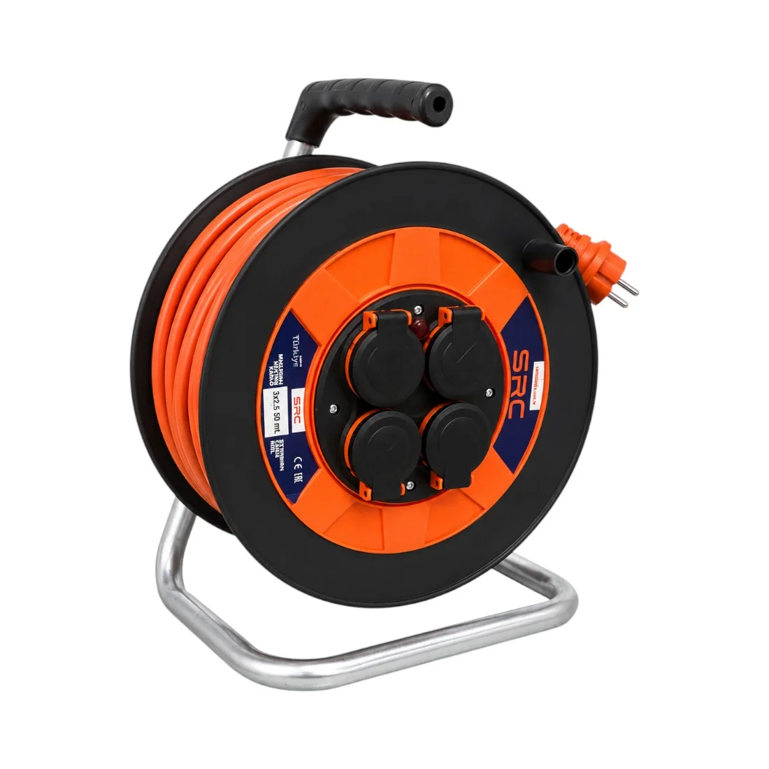 Prelungitor rola cu tambur 3x2.5 mm², 50 m, 4 prize, maner transport ergonomic - COBI SMART® 3f47ab10f411a4fe169c2fbc7dbfe97f
