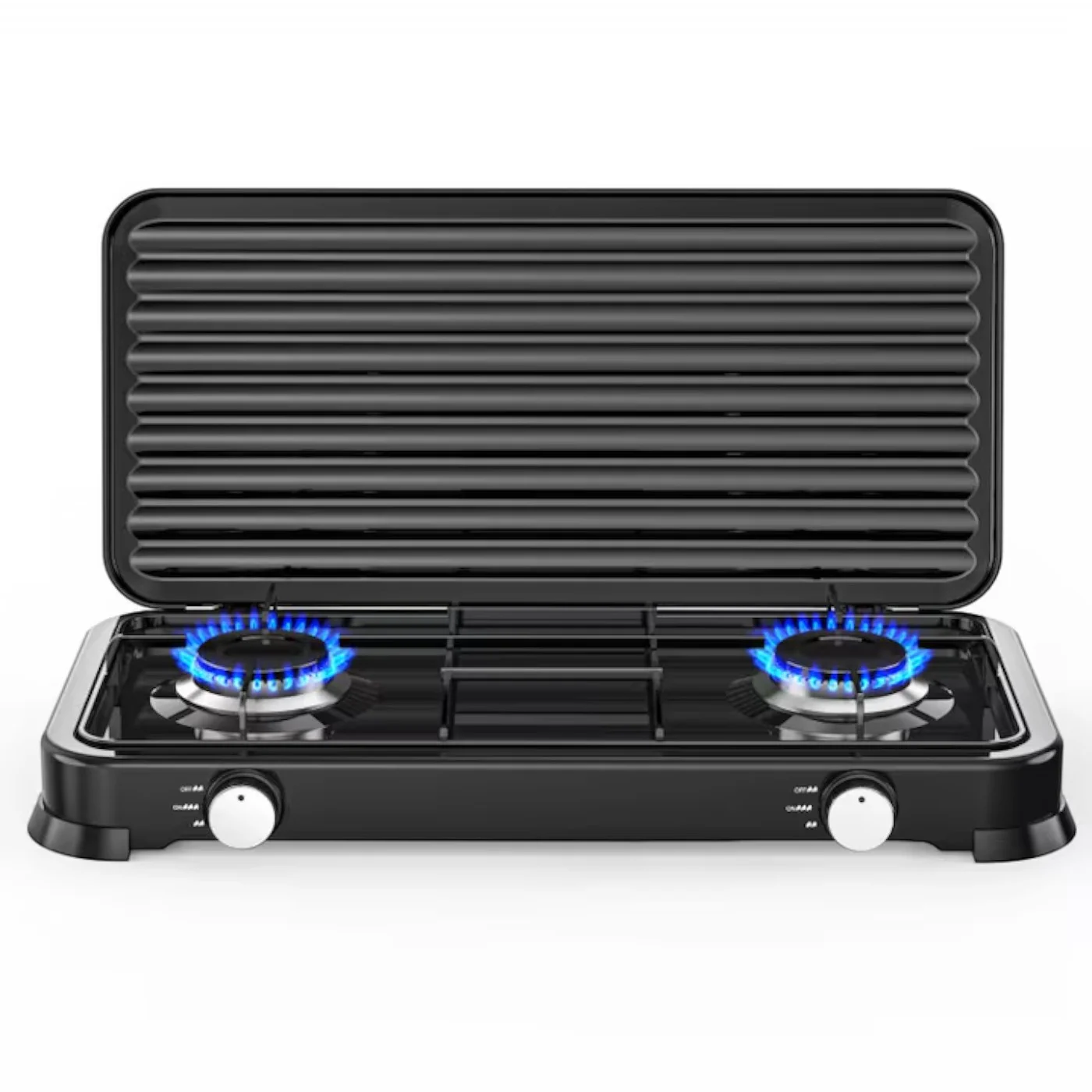 Aragaz plita cu 2 ochiuri cu capac, 2x2.2 kWh, otel carbon, negru, alimentare GPL , ceas butelie, furtun gaz 2 m, 2 coliere - COBI SMART® f4e8db125fafb347aa8bc95eabe6535d