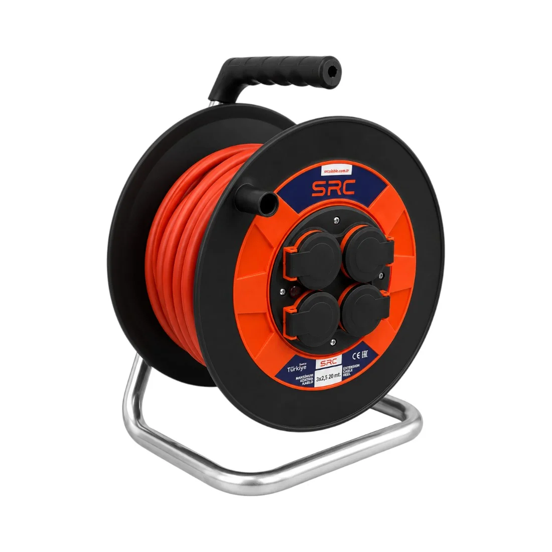 Prelungitor rola cu tambur 3x2.5 mm², 20 m, 4 prize, maner transport ergonomic - COBI SMART® 56e96621923473d7892706fcdaf25010