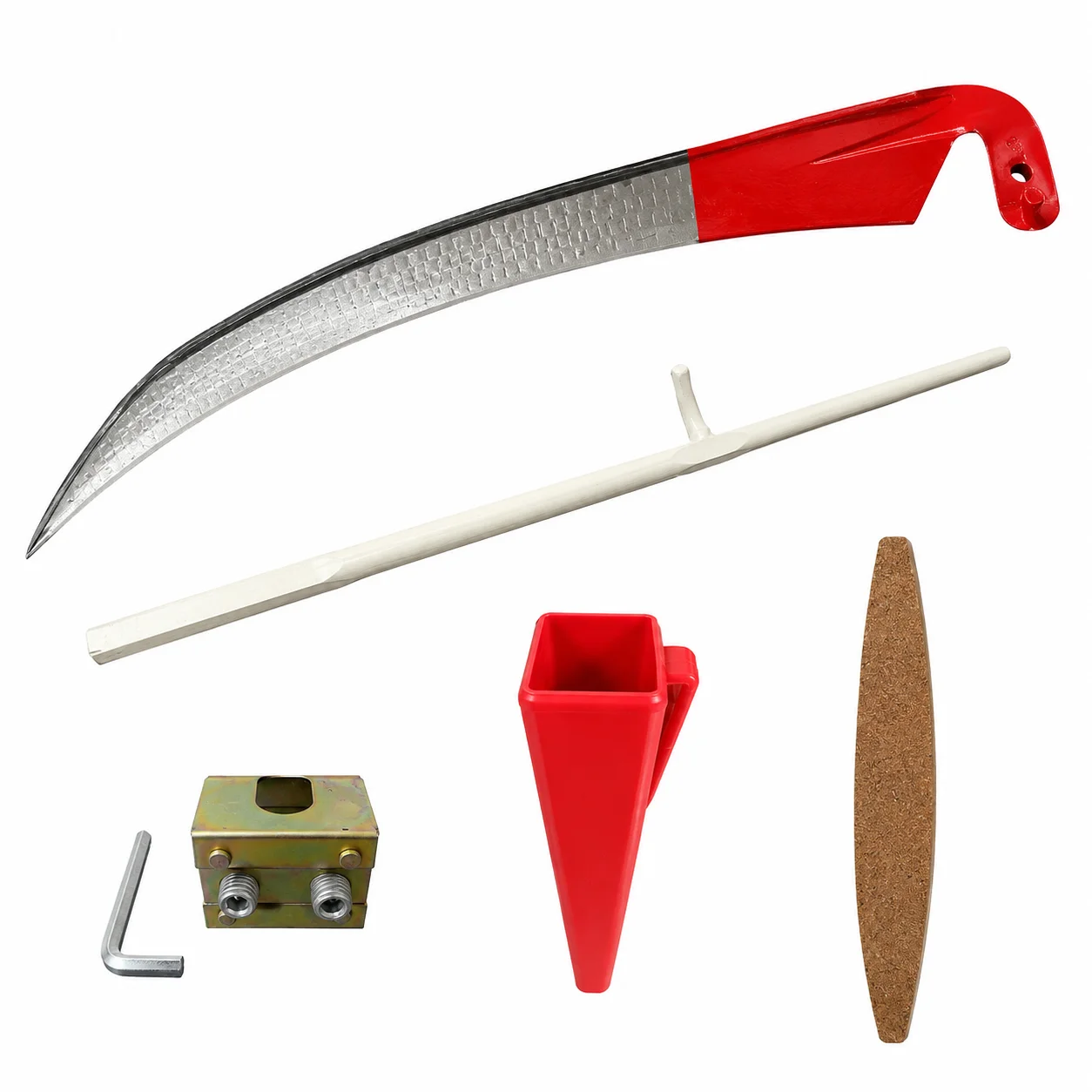Set complet coasa manuala Saiga, 60 cm, fabricata in Rusia, coada lemn 190 cm, inel fixare, piatra ascutit si teaca - COBI SMART® 237fdd7b9acba458aee9ce58c1d7f584