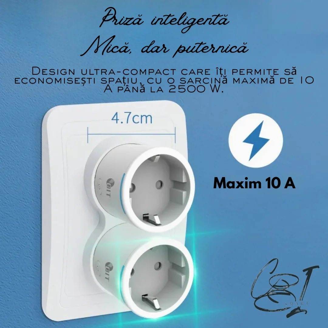 Pachet cablu prelungitor 10 m, cu stecher si priza cu impamantare si protectie, include priza inteligenta SMARTPLUG EA8 WiFi, 2500W - COBI SMART® ec3d0fa0f425e7b807f8f669e1bd37d6
