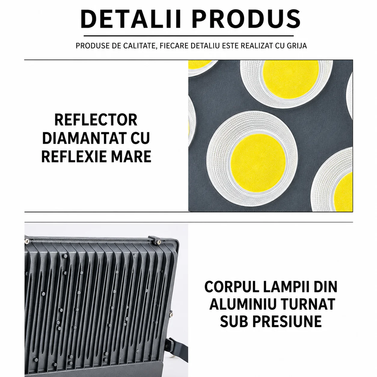 Proiector de exterior, 500 W, 37 x 22.5 cm, LED COB, 6000-6500K, IP66, aluminiu, suport reglabil - COBI SMART® a52b24cc7abf66ee7198adb03645265b