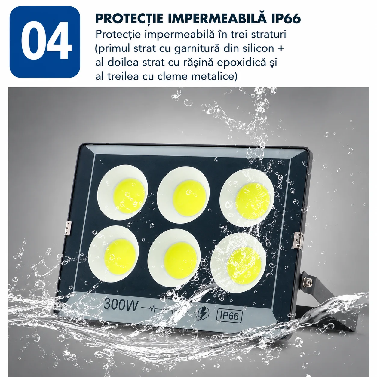 Proiector de exterior, 300 W, 33 x 22.5 cm, LED COB, 6000-6500K, IP66, aluminiu, suport reglabil - COBI SMART® 2313feedd0391acf24a3a2a207b4ced6