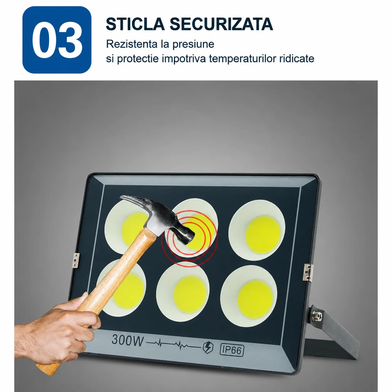 Proiector de exterior, 500 W, 37 x 22.5 cm, LED COB, 6000-6500K, IP66, aluminiu, suport reglabil - COBI SMART® 36f9b84d94eff48d4bc258bc7ef1860c